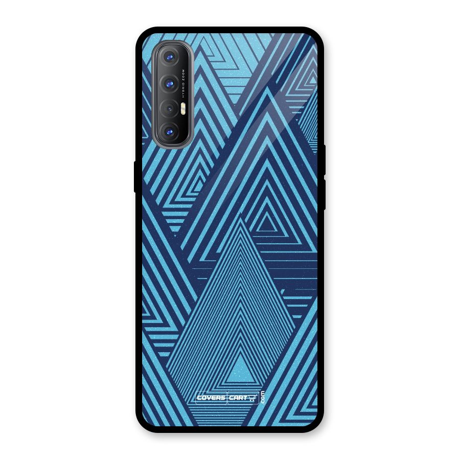 Geometric Blue Print Glass Back Case for Oppo Reno3 Pro