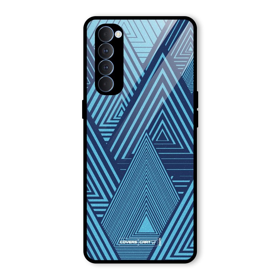 Geometric Blue Print Glass Back Case for Oppo Reno4 Pro