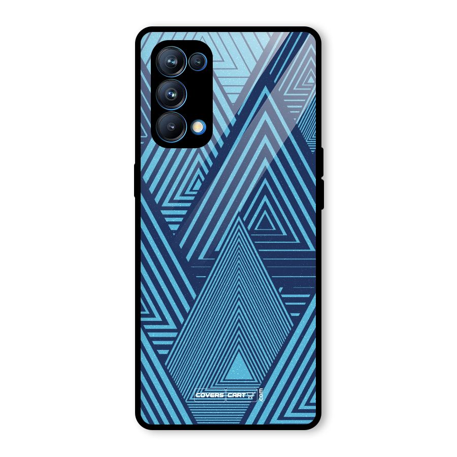 Geometric Blue Print Glass Back Case for Oppo Reno5 Pro 5G
