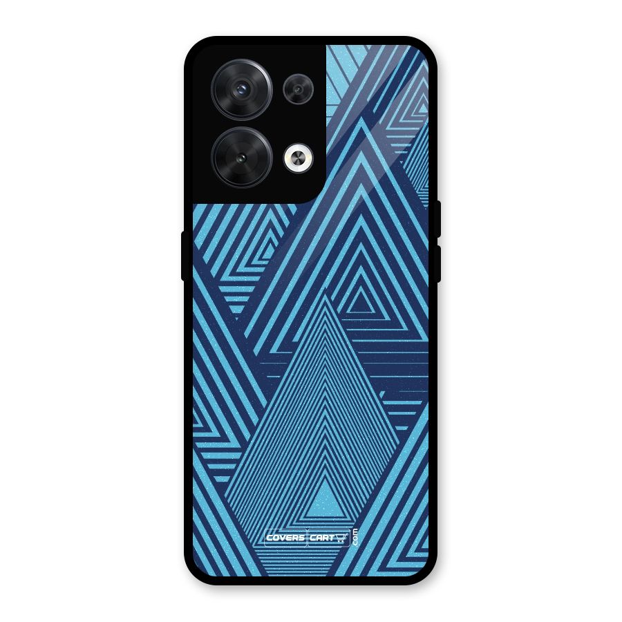 Geometric Blue Print Glass Back Case for Oppo Reno8 5G