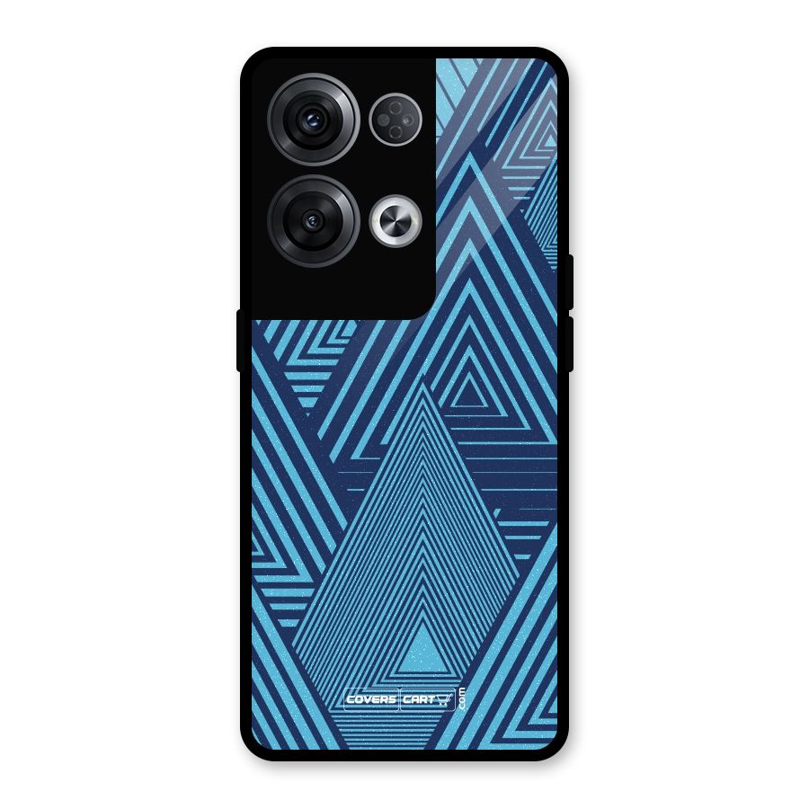 Geometric Blue Print Glass Back Case for Oppo Reno8 Pro 5G