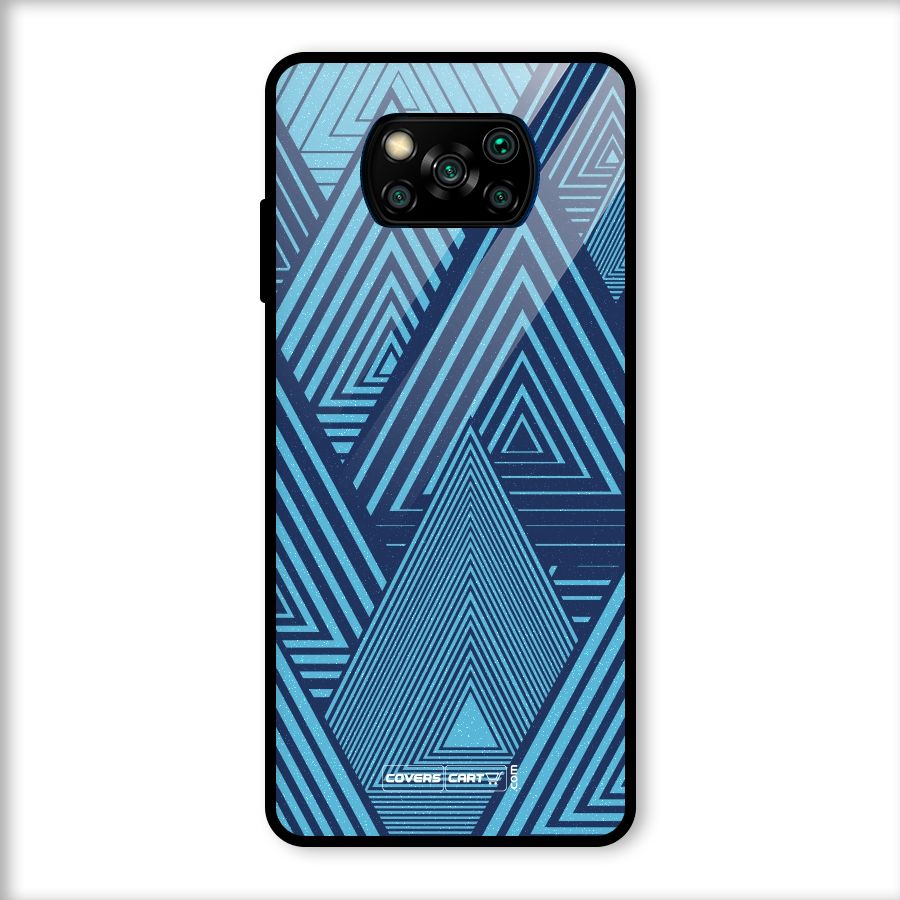 Geometric Blue Print Glass Back Case for Poco X3