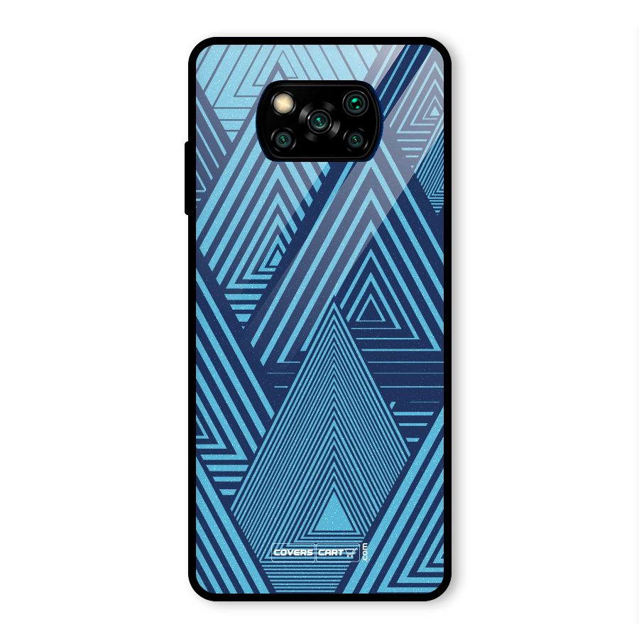Geometric Blue Print Glass Back Case for Poco X3 Pro