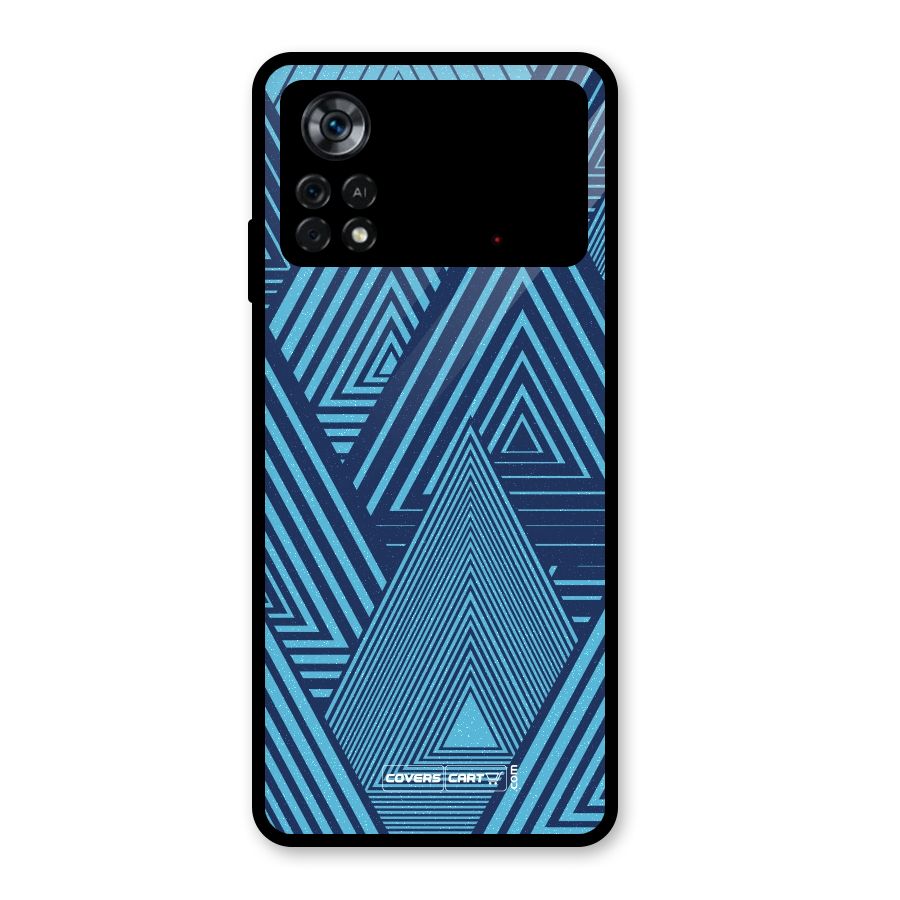 Geometric Blue Print Glass Back Case for Poco X4 Pro 5G