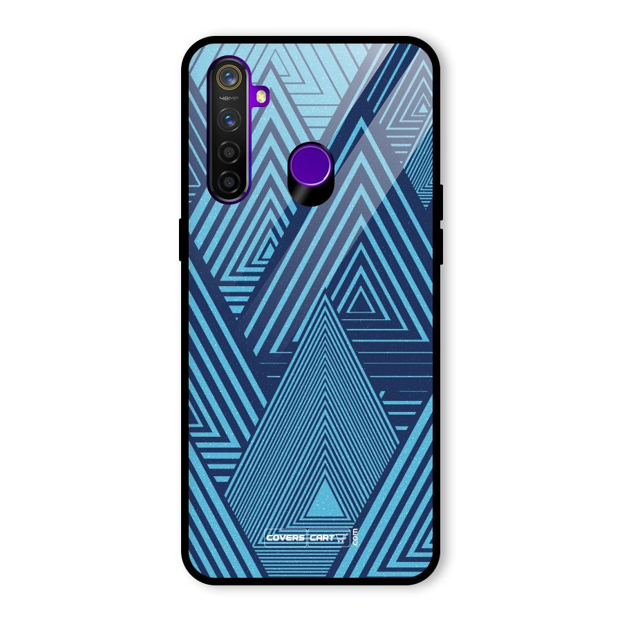 Geometric Blue Print Glass Back Case for Realme 5 Pro