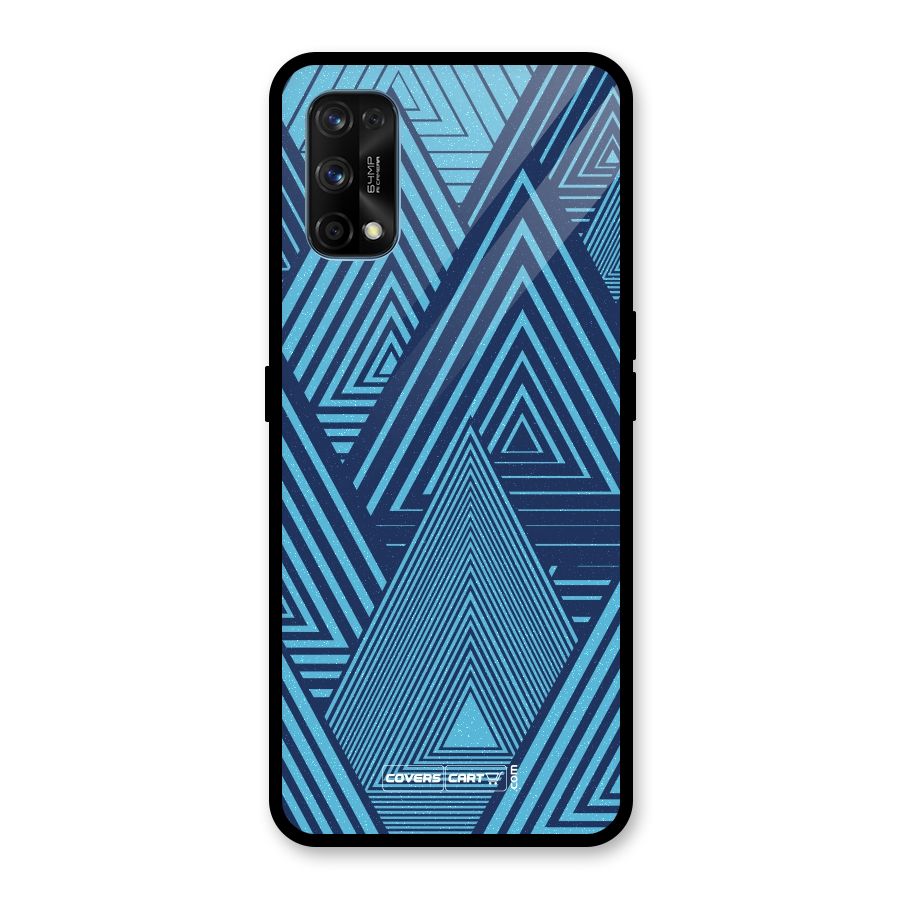 Geometric Blue Print Glass Back Case for Realme 7 Pro