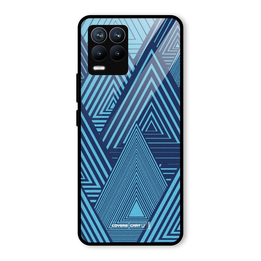 Geometric Blue Print Glass Back Case for Realme 8 Pro