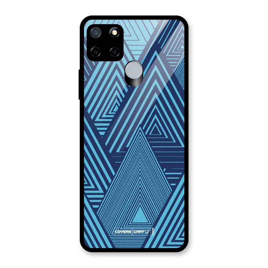Geometric Blue Print Glass Back Case for Realme C15