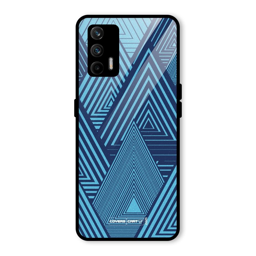 Geometric Blue Print Glass Back Case for Realme GT 5G