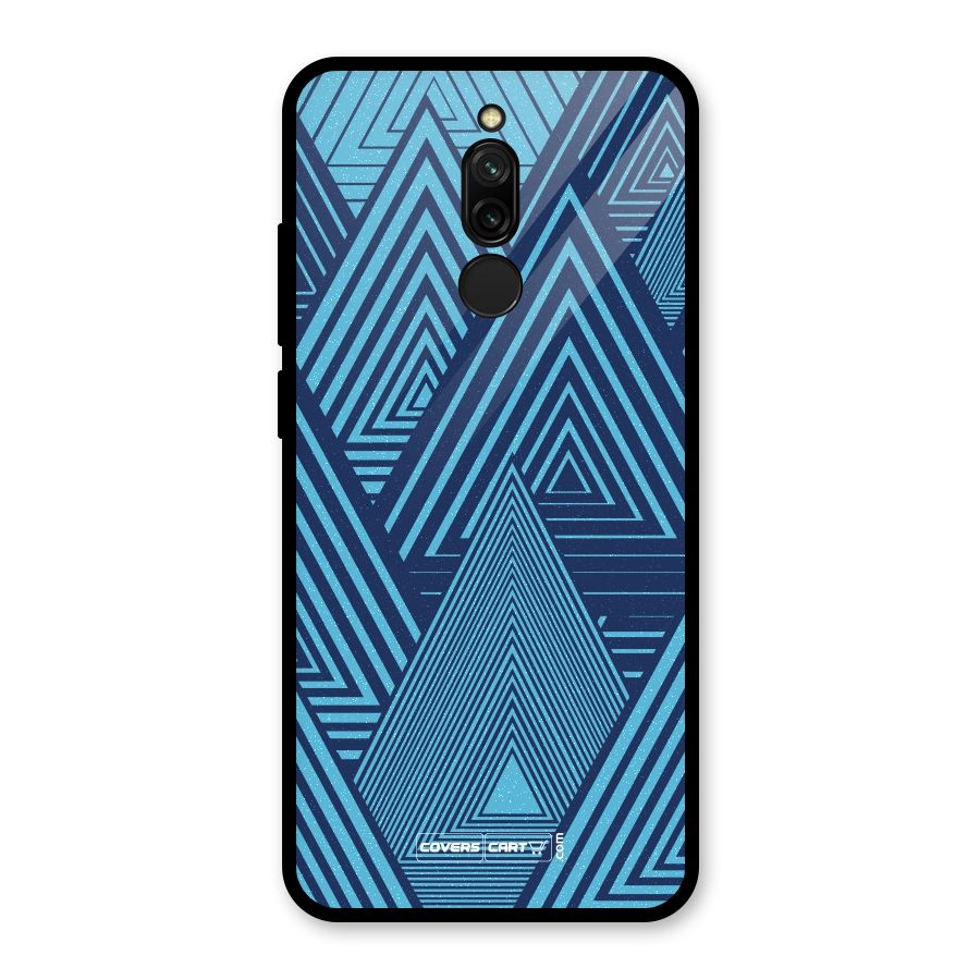 Geometric Blue Print Glass Back Case for Redmi 8