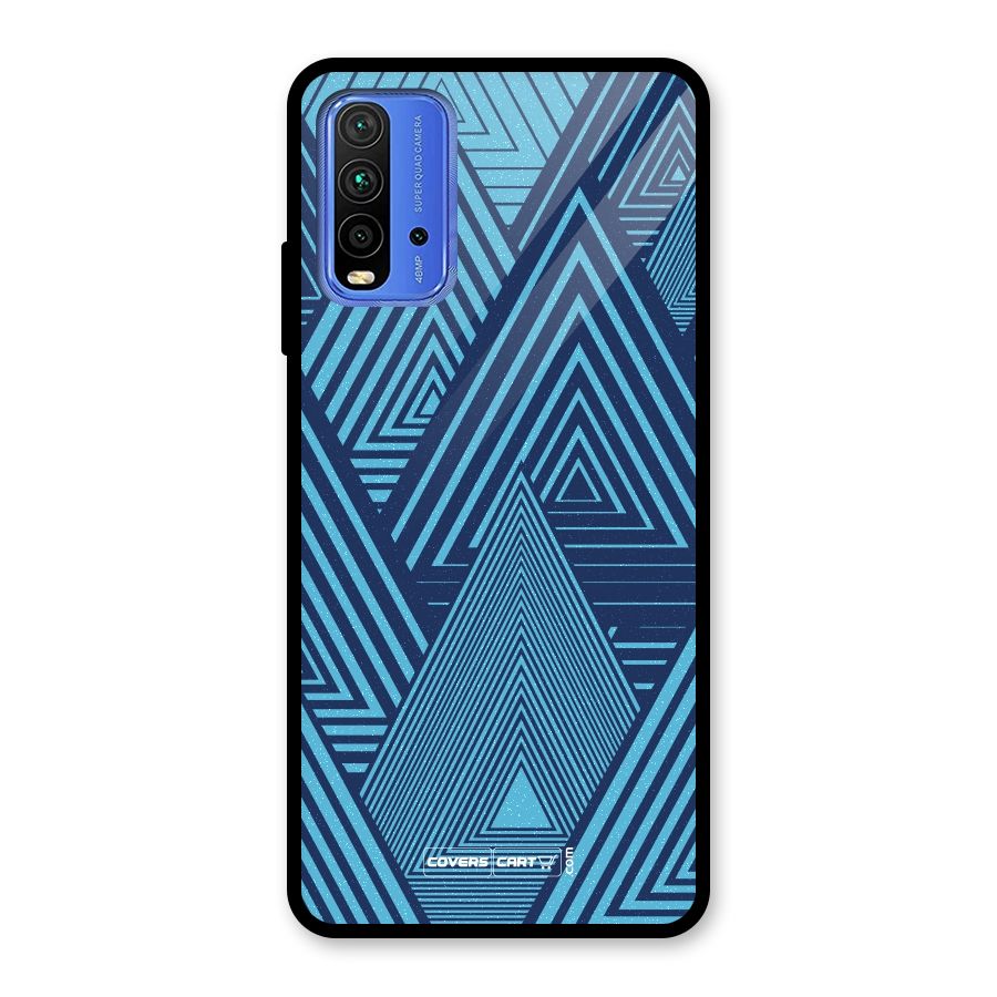 Geometric Blue Print Glass Back Case for Redmi 9 Power