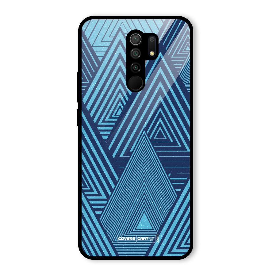 Geometric Blue Print Glass Back Case for Redmi 9 Prime