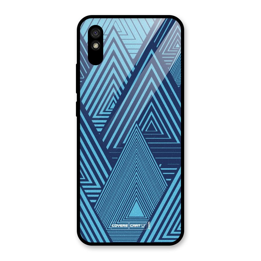 Geometric Blue Print Glass Back Case for Redmi 9i