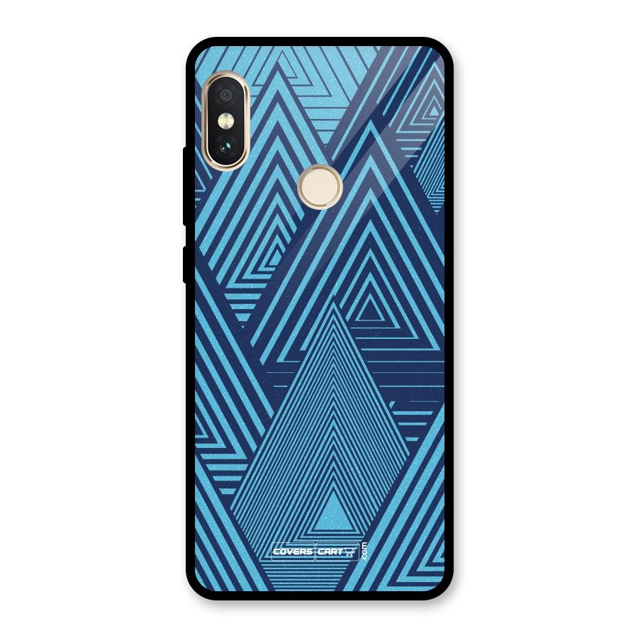 Geometric Blue Print Glass Back Case for Redmi Note 5 Pro