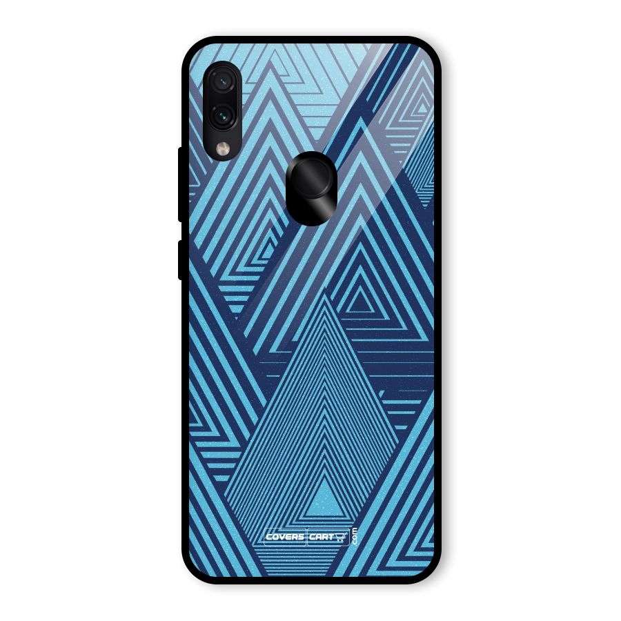 Geometric Blue Print Glass Back Case for Redmi Note 7