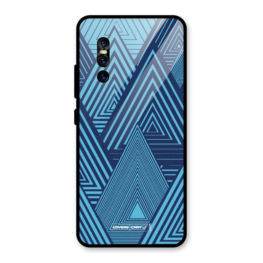Geometric Blue Print Glass Back Case for Vivo V15 Pro
