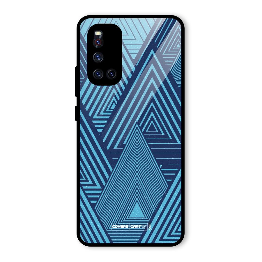 Geometric Blue Print Glass Back Case for Vivo V19