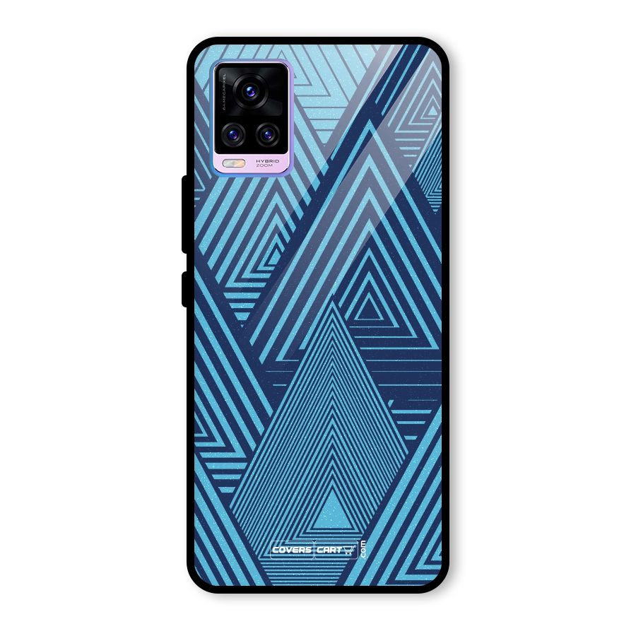 Geometric Blue Print Glass Back Case for Vivo V20 Pro