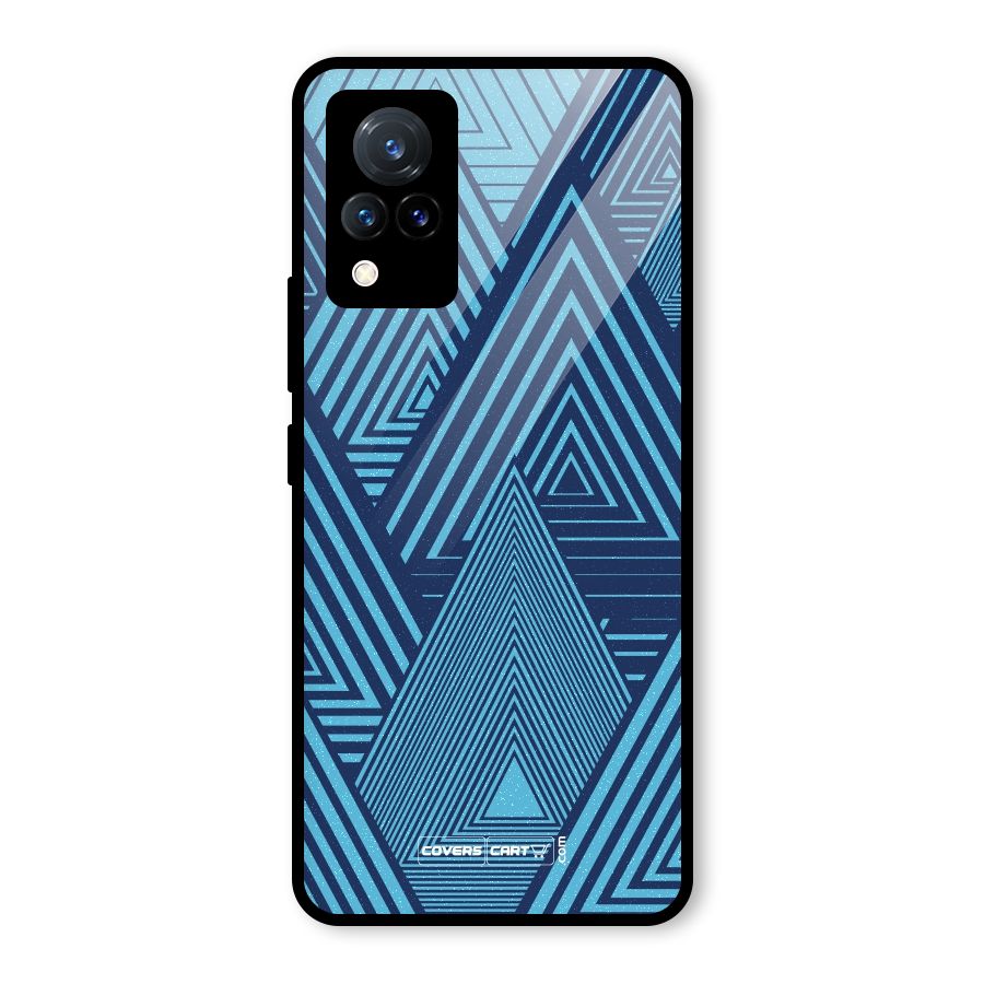 Geometric Blue Print Glass Back Case for Vivo V21 5G