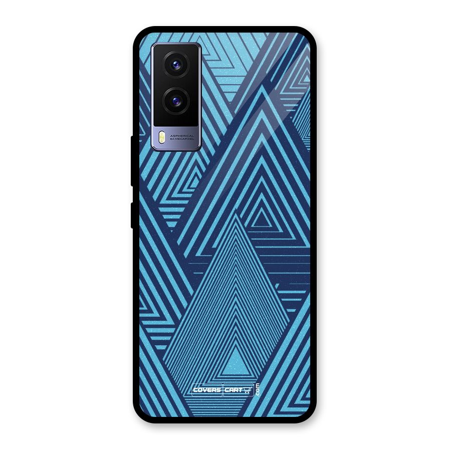 Geometric Blue Print Glass Back Case for Vivo V21e 5G