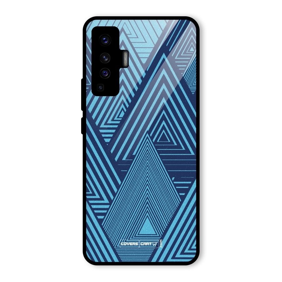 Geometric Blue Print Glass Back Case for Vivo X50