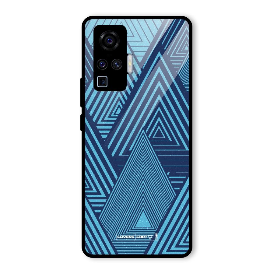 Geometric Blue Print Glass Back Case for Vivo X50 Pro