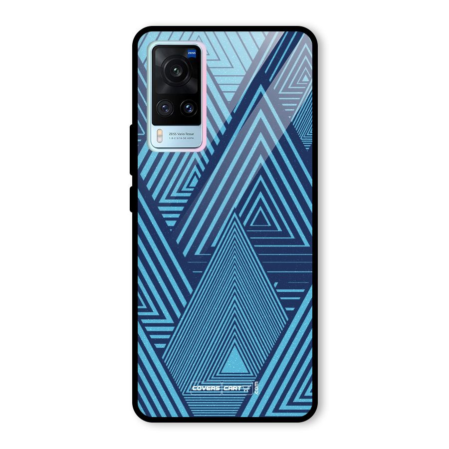 Geometric Blue Print Glass Back Case for Vivo X60
