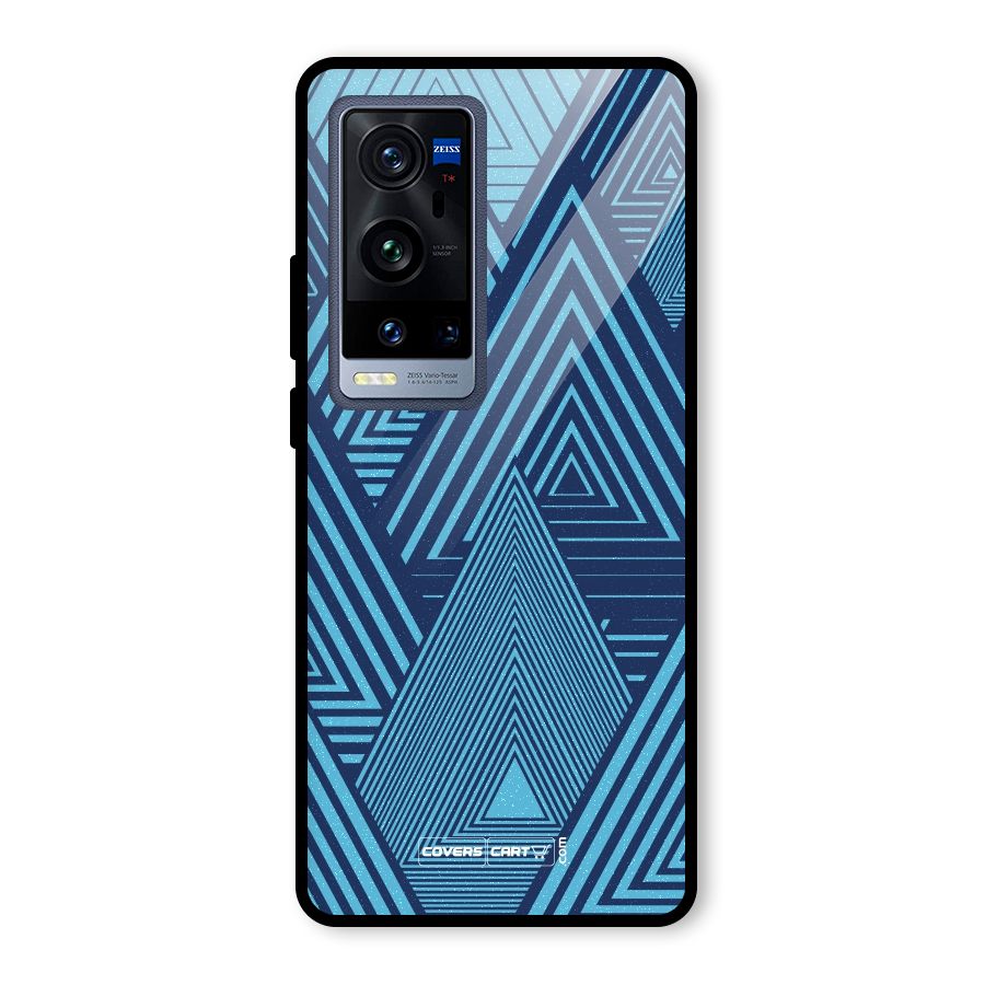 Geometric Blue Print Glass Back Case for Vivo X60 Pro Plus