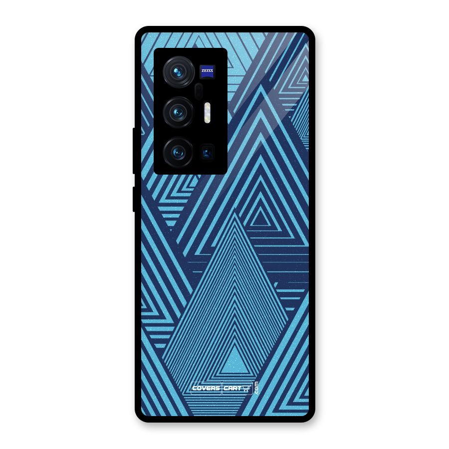 Geometric Blue Print Glass Back Case for Vivo X70 Pro Plus