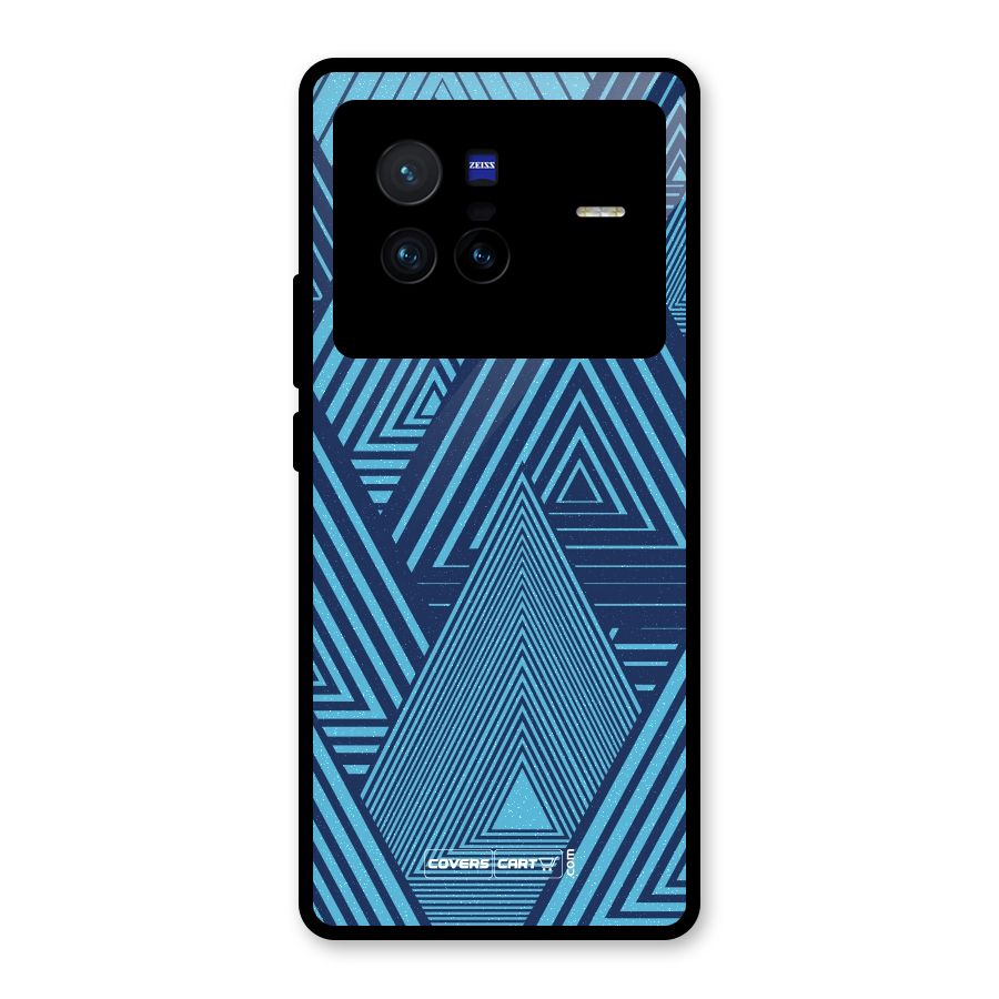 Geometric Blue Print Glass Back Case for Vivo X80