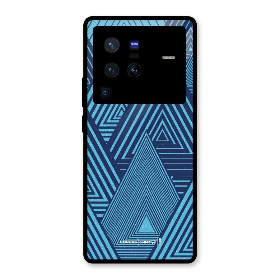 Geometric Blue Print Glass Back Case for Vivo X80 Pro