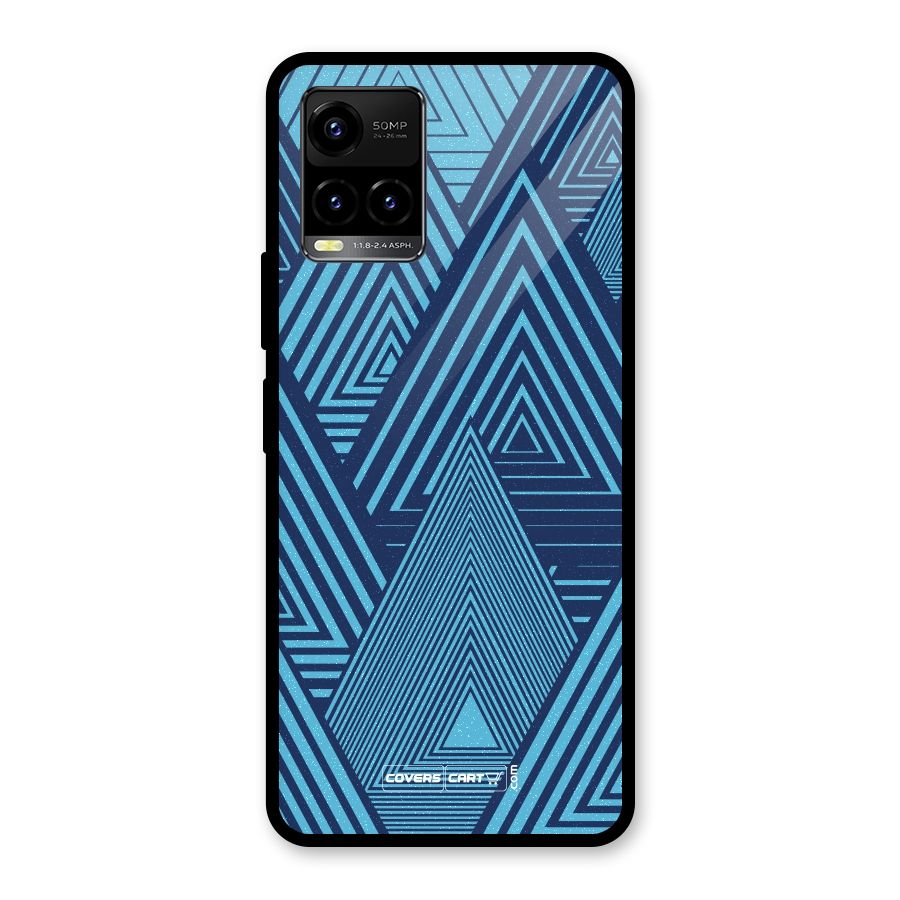 Geometric Blue Print Glass Back Case for Vivo Y21T