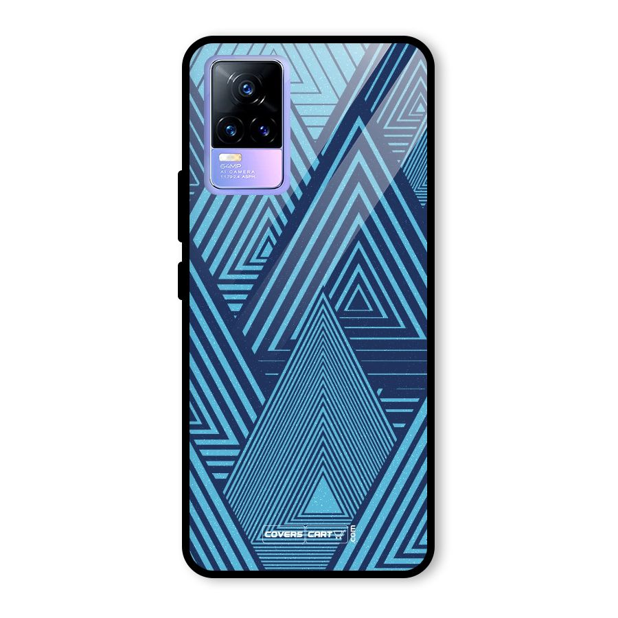 Geometric Blue Print Glass Back Case for Vivo Y73