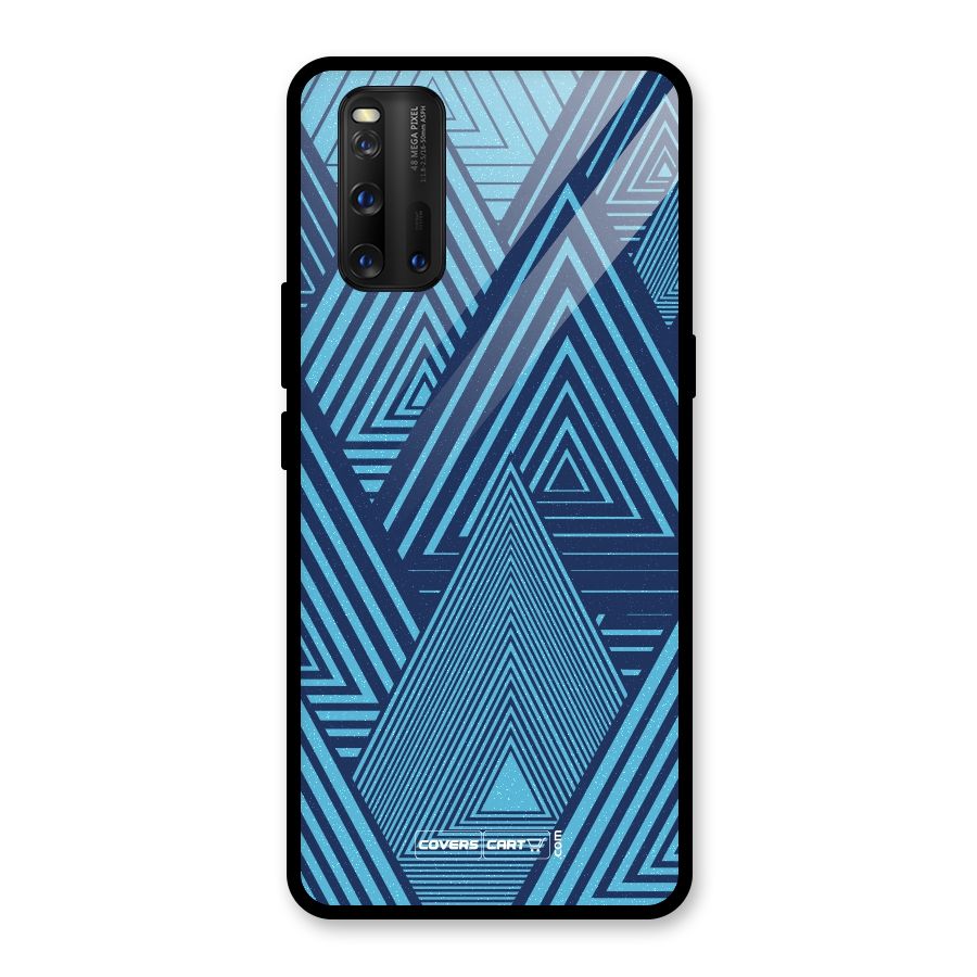 Geometric Blue Print Glass Back Case for Vivo iQOO 3