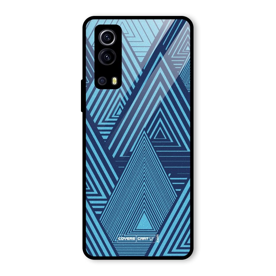 Geometric Blue Print Glass Back Case for Vivo iQOO Z3