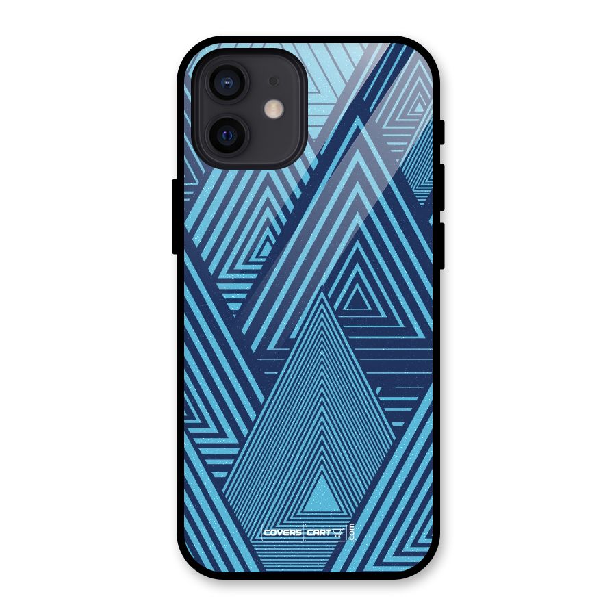Geometric Blue Print Glass Back Case for iPhone 12