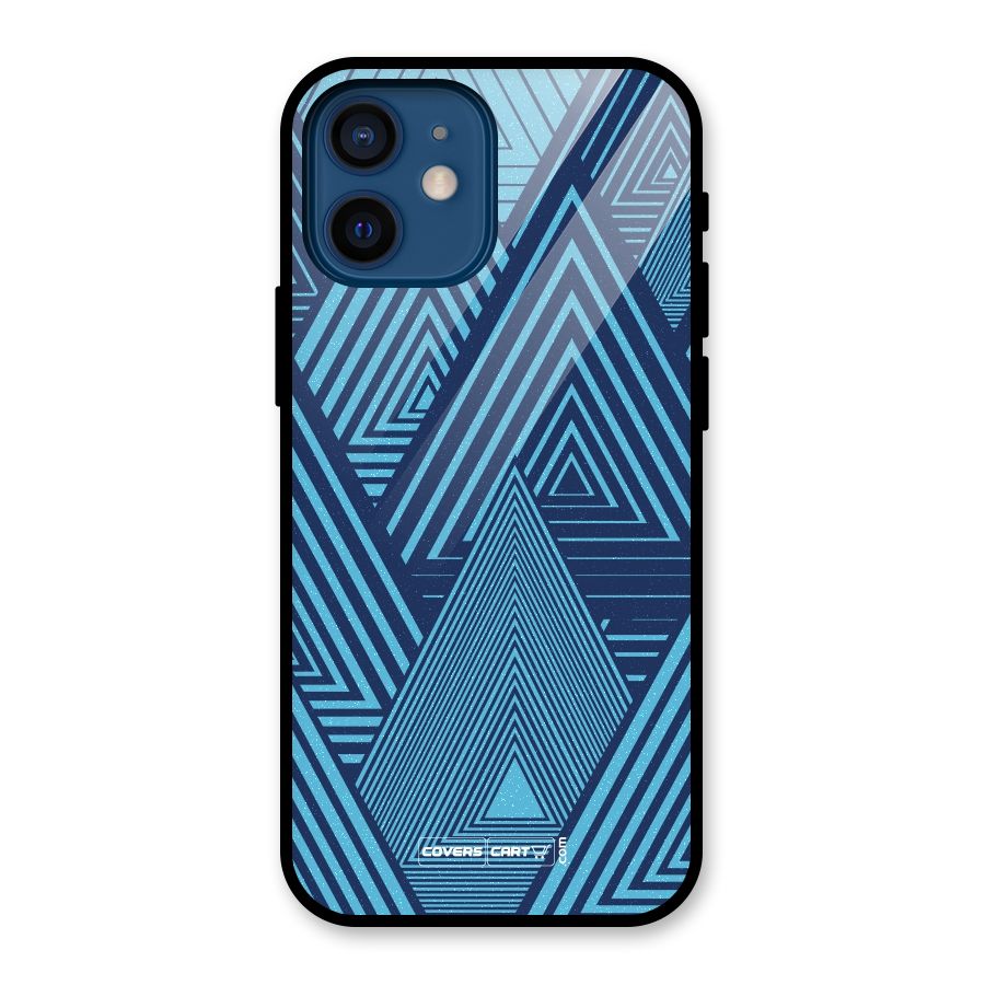 Geometric Blue Print Glass Back Case for iPhone 12 Mini