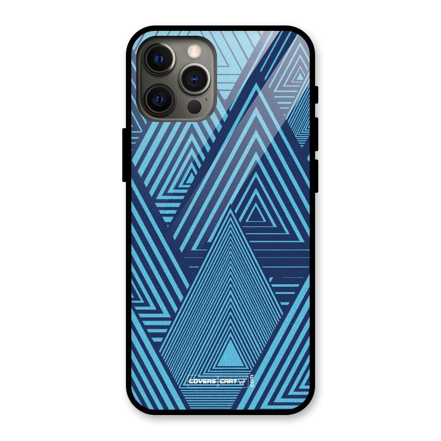 Geometric Blue Print Glass Back Case for iPhone 12 Pro Max