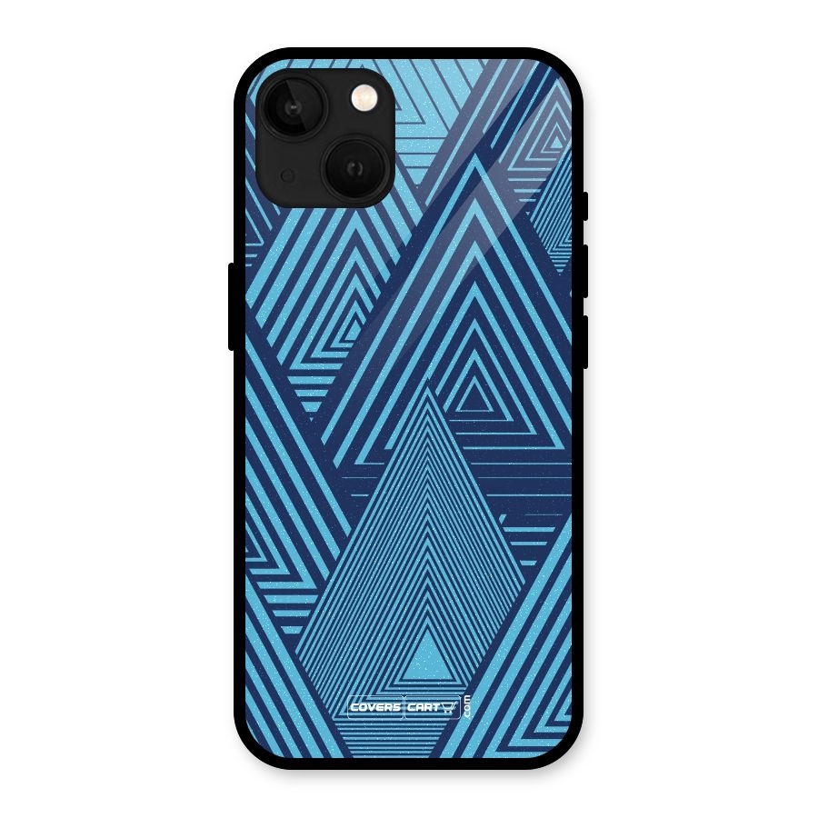 Geometric Blue Print Glass Back Case for iPhone 13