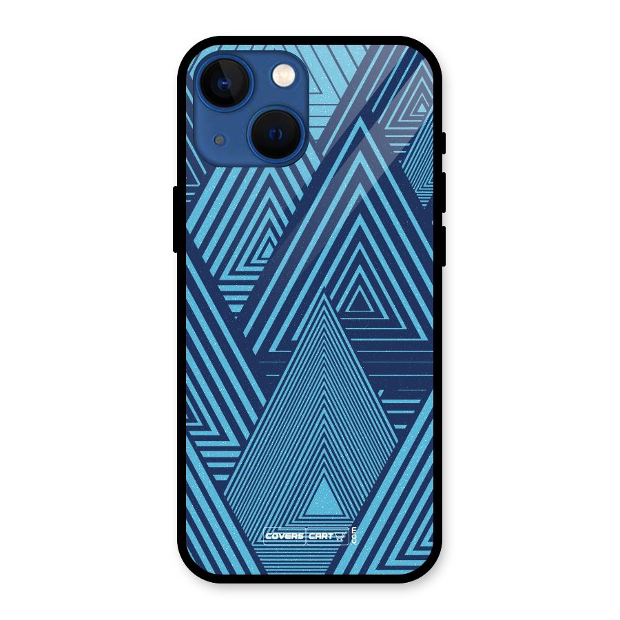 Geometric Blue Print Glass Back Case for iPhone 13 Mini