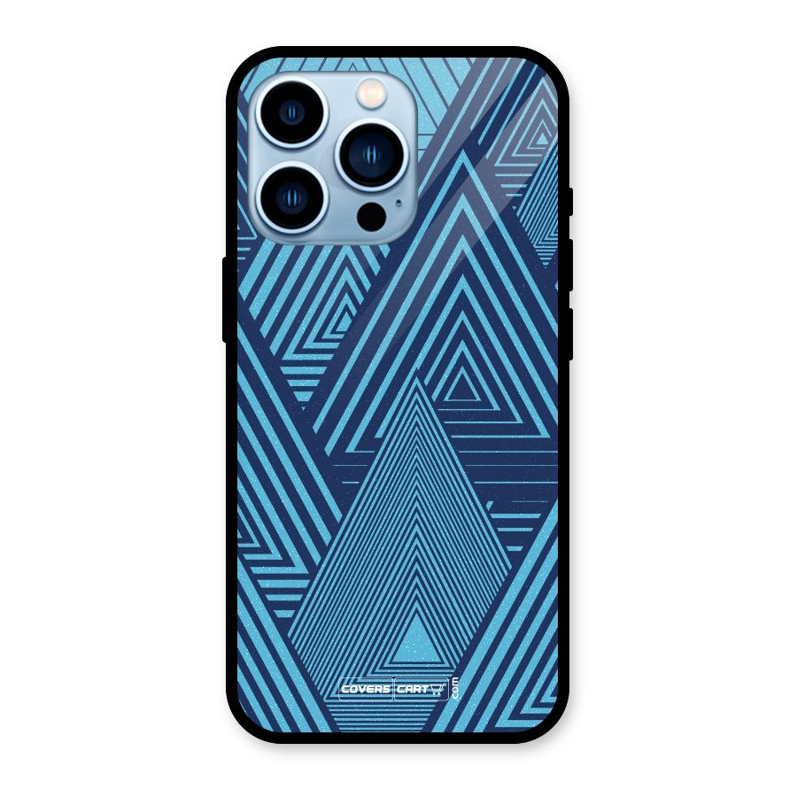 Geometric Blue Print Glass Back Case for iPhone 13 Pro