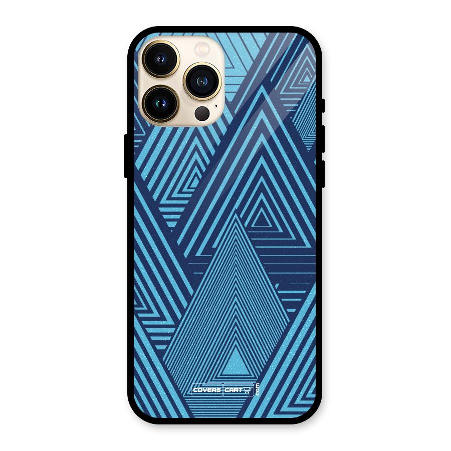 Geometric Blue Print Glass Back Case for iPhone 13 Pro Max