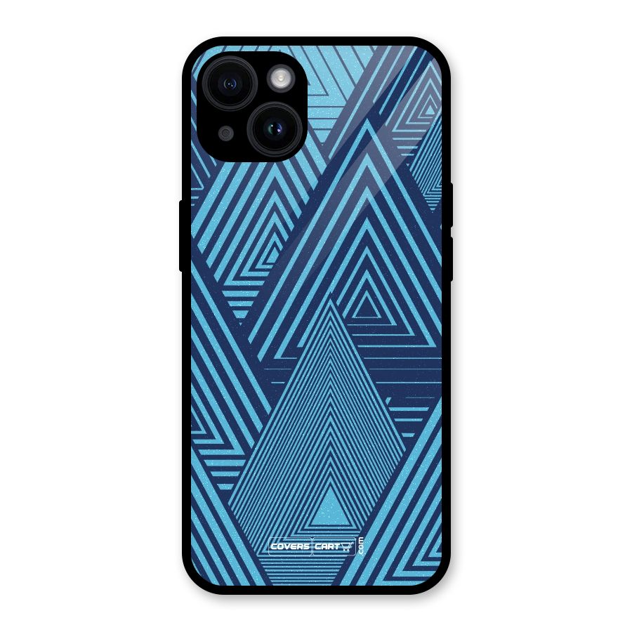 Geometric Blue Print Glass Back Case for iPhone 14