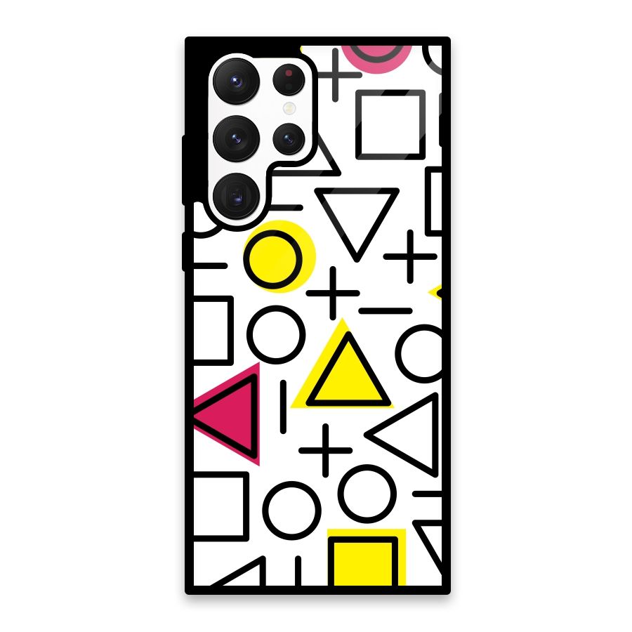 Geometry Pattern Glass Back Case for Galaxy S22 Ultra 5G