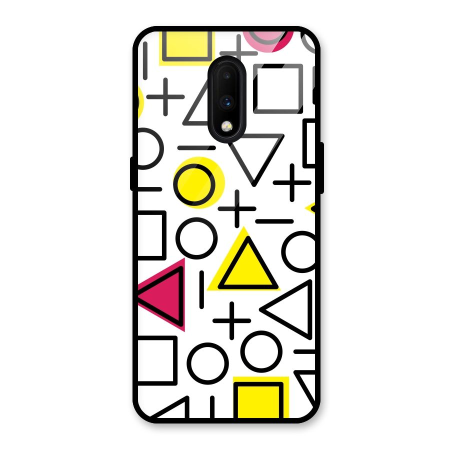 Geometry Pattern Glass Back Case for OnePlus 7