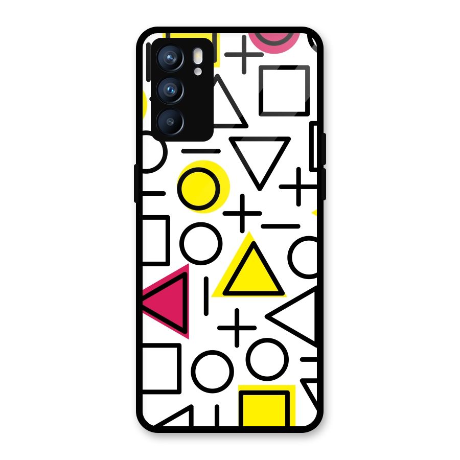 Geometry Pattern Glass Back Case for Oppo Reno6 5G