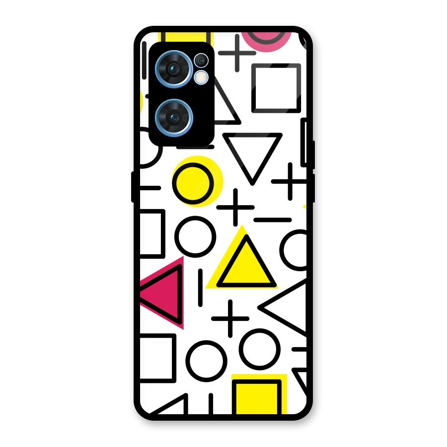 Geometry Pattern Glass Back Case for Oppo Reno7 5G