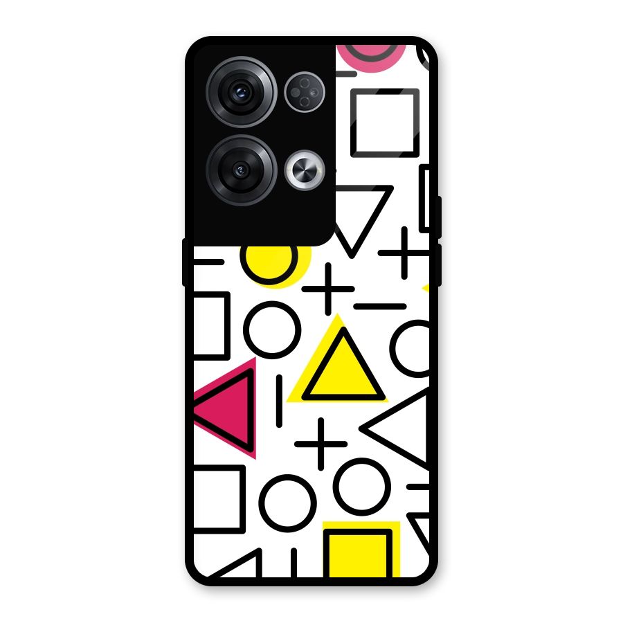 Geometry Pattern Glass Back Case for Oppo Reno8 Pro 5G