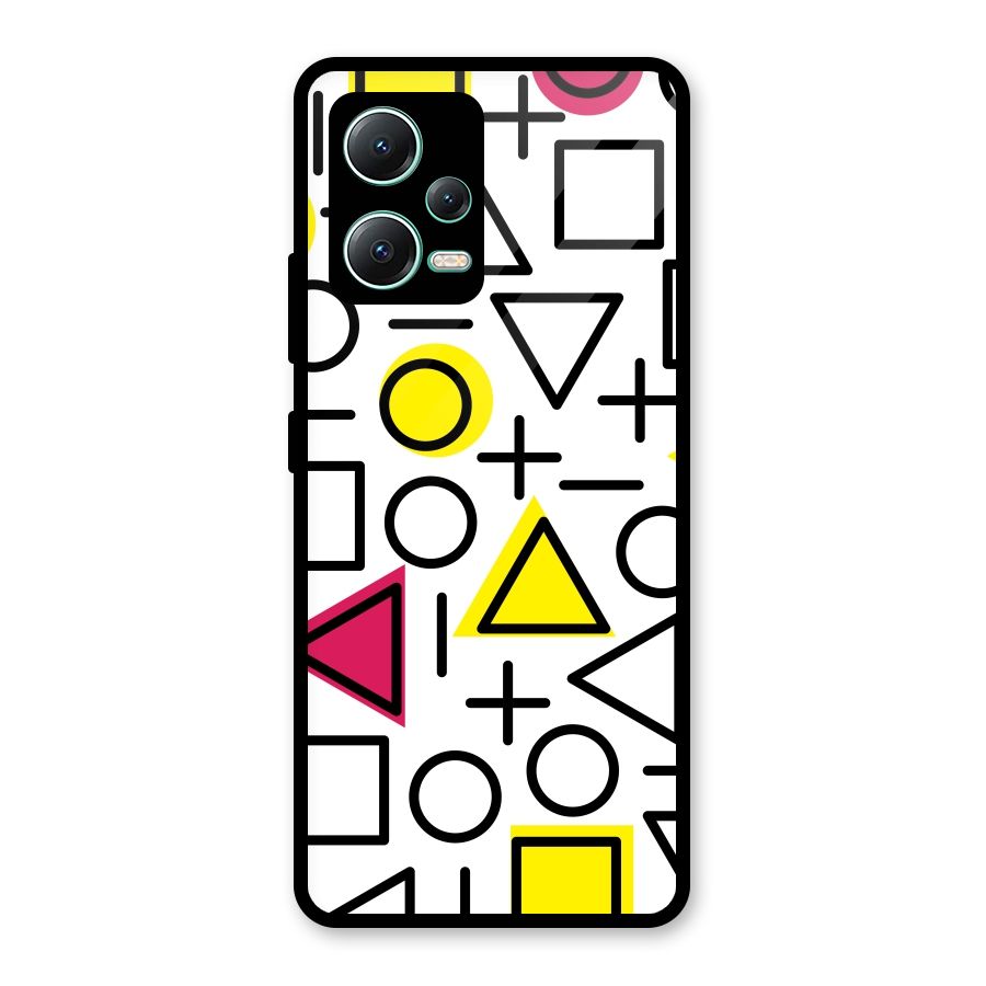 Geometry Pattern Glass Back Case for Redmi Note 12 5G