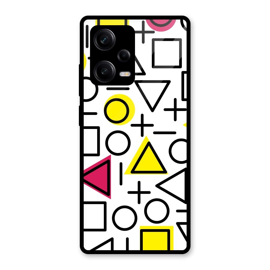 Geometry Pattern Glass Back Case for Redmi Note 12 Pro